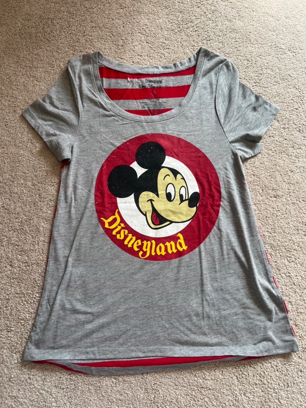 Disney Grey Tee with Red Circle Mickey Graphic